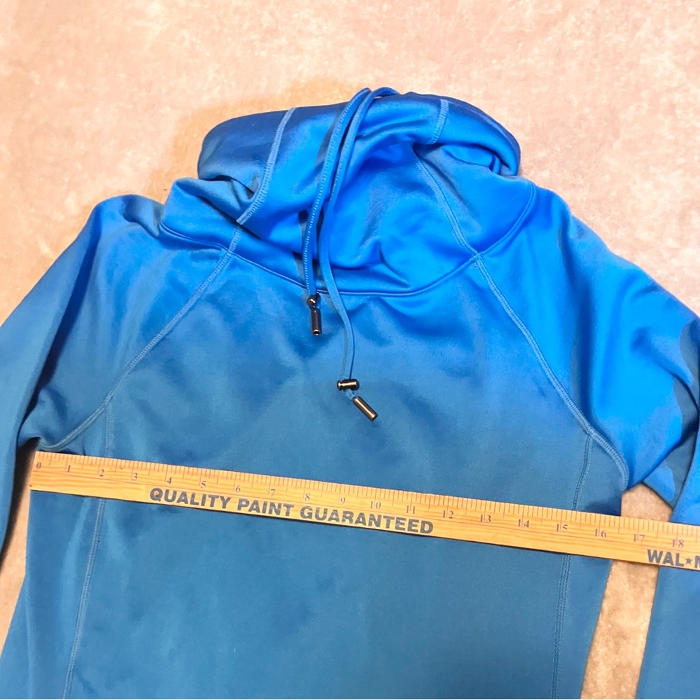 Athleta Womens Cowl Neck Athletic Sweatshirt Size S Small Blue Thumb Holes - Picture 6 of 10